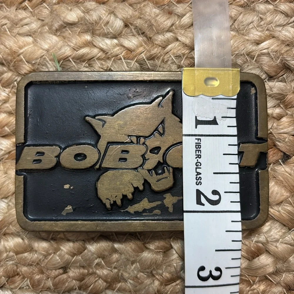 Vintage Bobcat Equipment Brass Texas Style Western Themed Mens Belt Buckle